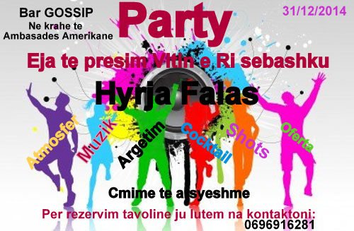 Tirane, - Eja te festojme se Bashku Festen e Fundvitit Hyrja Falas