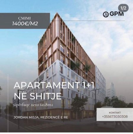 Tirane, shitet apartament 1+1 Kati 1, 61 m² 1.400 Euro/m2