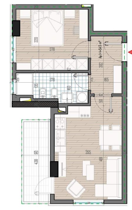 Tirane, shitet apartament 1+1+BLK Kati 1, 63 m² 41.975 Euro (QTU)