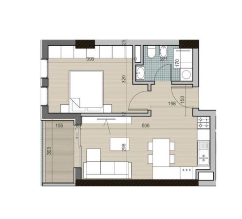 Tirane, shitet apartament 1+1+BLK Kati 1, 62 m² 46.215 Euro (QTU)