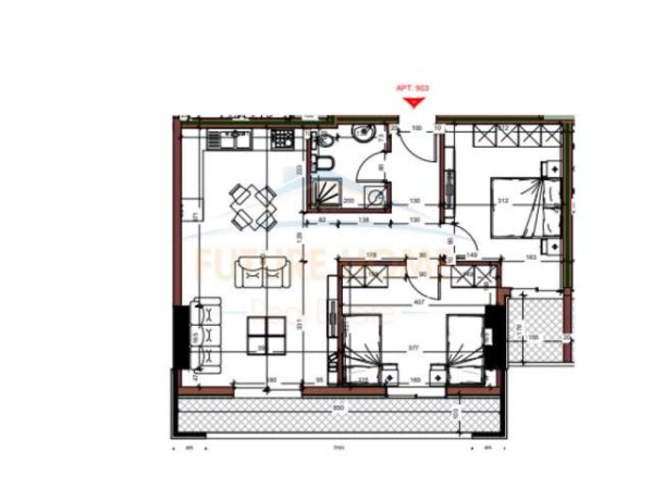 Tirane, shitet apartament 2+1 Kati 9, 97 m² 121.300 Euro (Golden Park)