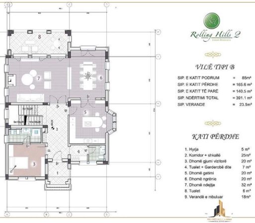Tirane, shitet Vile 4+1+A+BLK Kati 3, 535 m² 970.000 Euro (Rolling Hills 2)