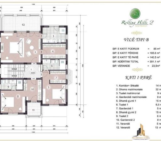 Tirane, shitet Vile 4+1+A+BLK Kati 3, 535 m² 970.000 Euro (Rolling Hills 2)
