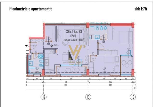 Tirane, shitet apartament 2+1+A+BLK Kati 3, 117 m² 117.500 Euro (ISH SHESHI SHQIPONJA)