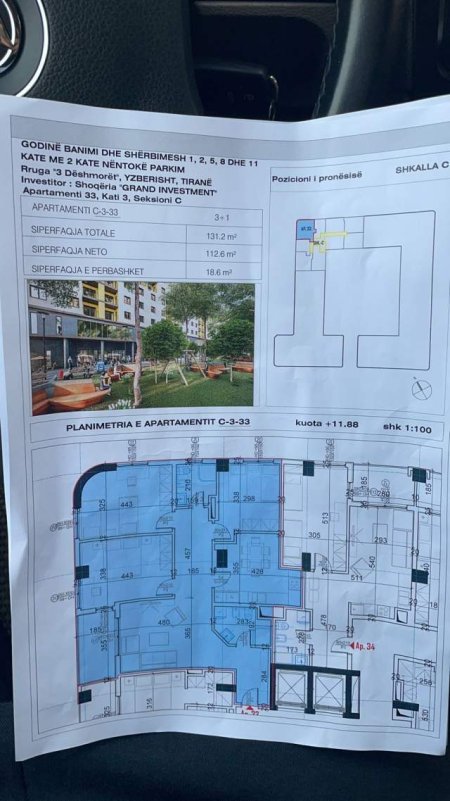 Tirane, shitet apartament 3+1+BLK Kati 3, 1.312 m² 152.000 Euro (rruga:"3 Deshmoret,Yzberisht")
