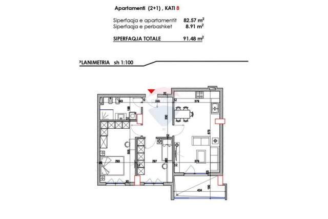 Tirane, shitet apartament 2+1+A+BLK Kati 8, 91 m² 60.000 Euro (Vore)