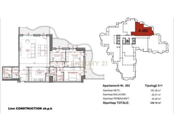 Tirane, shes apartament BANIM/ZYRE 3+1+2+BLK 248 m² 917.000 Euro (LION PARK, Rruga e Elbasanit)