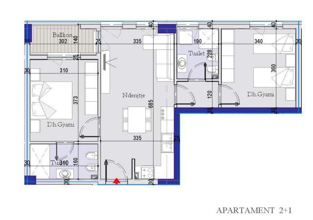 Tirane, shitet apartament 2+1+BLK Kati 2, 87 m² 78.570 Euro (Kthesa e Kamzes)