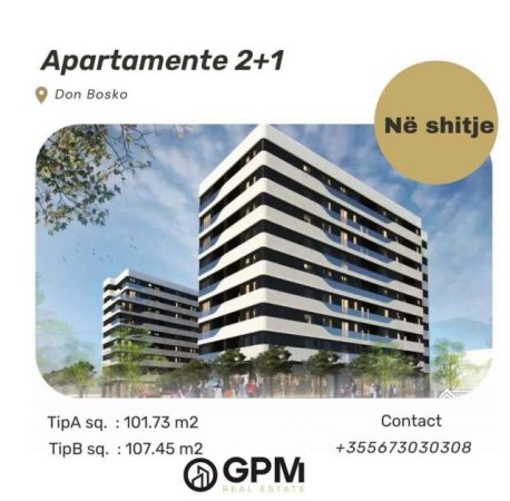 Tirane, shitet apartament 2+1 Kati 2, 107 m² 1.200 Euro/m2 (Don Bosko)