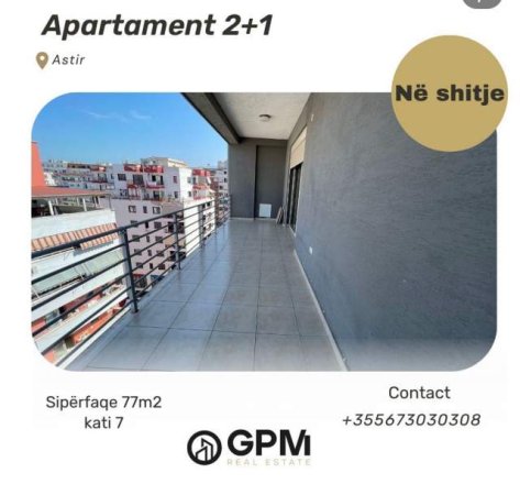 Tirane, shitet apartament 2+1 Kati 7, 77 m² 92.000 Euro ne Astir