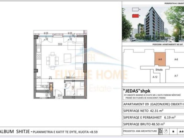 Tirane, shitet apartament Kati 2, 49 m² 63000Euro (FUSHA E AVIACIONIT)