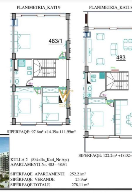 Tirane, shitet apartament duplex 4+1 Kati 8, 278 m² 390.000 Euro (21 DHJETORI)