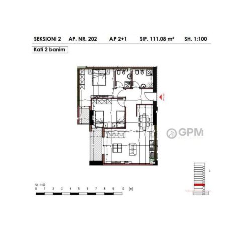 Tirane, shitet apartament 2+1 Kati 10, 82 m² 1.100 Euro/m2 ne Kombinat