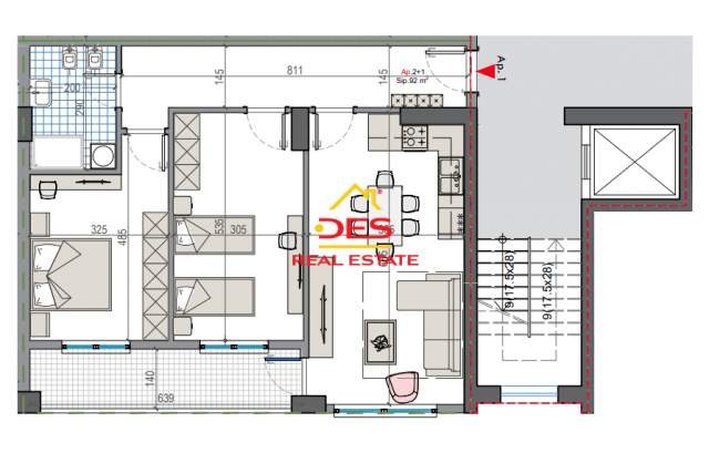 Tirane, shitet apartament 2+1+BLK Kati 1, 104 m² 67.600 Euro (KAMEZ)