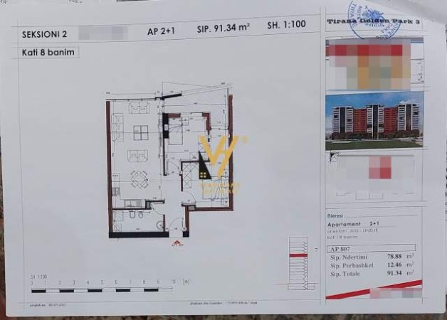Tirane, shitet apartament 1+1 Kati 8, 91 m² 114.600 Euro (yzberisht)