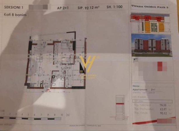 Tirane, shitet apartament 2+1+BLK Kati 10, 92 m² 114.000 Euro (yzberisht)