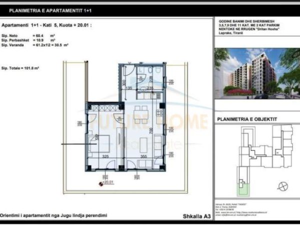 Tirane, shitet apartament Kati 5, 102 m² 115.000 Euro (Rezidenca Aura)