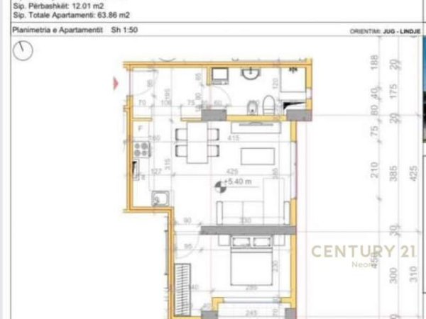 Tirane, shitet apartament 1+1 Kati 4, 63 m² 102.000 Euro (Rruga Inajete Dumi)