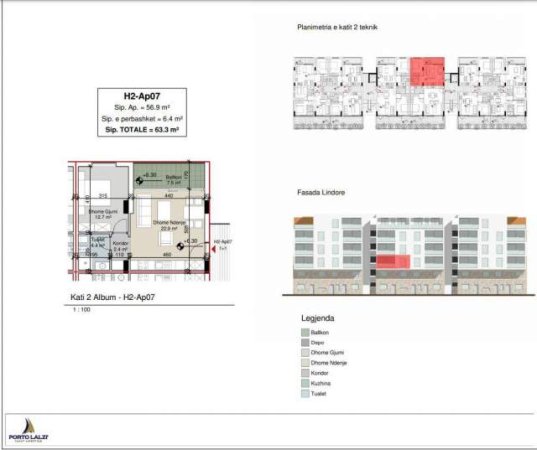 Tirane, shes apartament Kati 2, 63 m² 104.445 Euro (Gjiri lalzit)