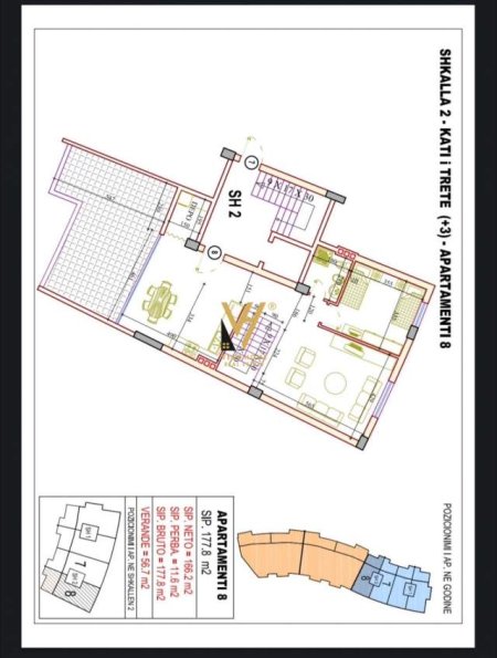 Tirane, shitet apartament 3+1+BLK Kati 3, 177 m² 309.000 Euro (kopshti botanik)