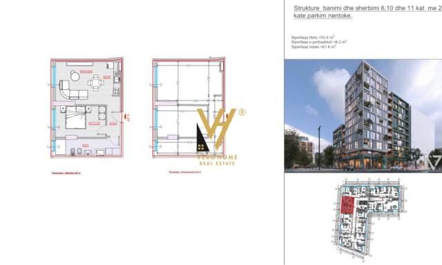 Tirane, shitet apartament 1+1 Kati 4, 61 m² 90.000 Euro (STACIONI I TRENIT)