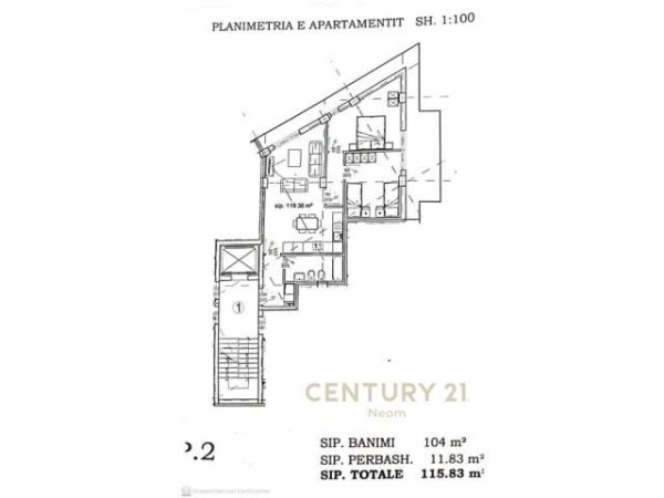 Tirane, shitet apartament 1+1 Kati 1, 116 m² 165.000 Euro (Kristal Center)