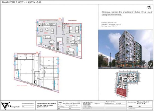 Tirane, shes apartament Kati 1, 156 m² 218.000 Euro (Rruga Sejdini)