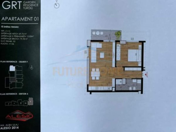 Tirane, shitet apartament 1+1+BLK Kati 1, 80 m², 87,758 Euro (Garden Residence Turdiu)