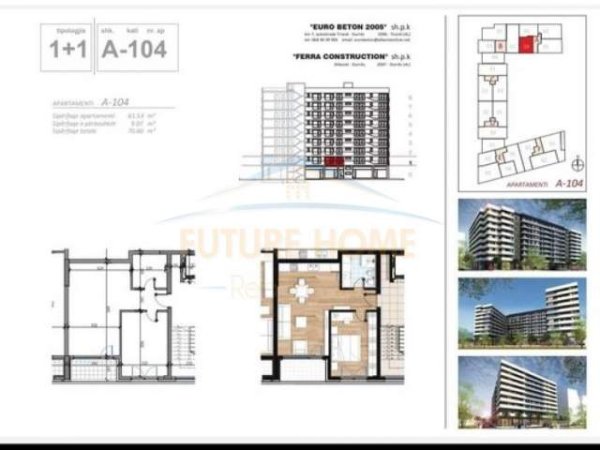 Tirane, shitet 1+1+BLK Kati 1, 70 m² 103.000 Euro (DON BOSKO)