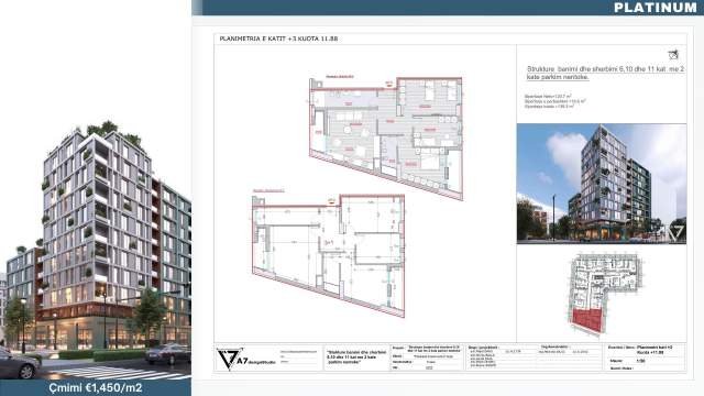 Tirane, shes apartament 2+1+BLK Kati 3, 139 m² 1.450 Euro/m2 (Bulevardi i Ri)