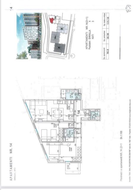 Tirane, shitet apartament 2+1+BLK Kati 3, 115 m² 1.450 Euro/m2 (Sadik Petrela)