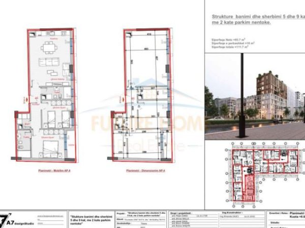 Tirane, shitet apartament 2+1 Kati 8, 117 m² 167.500 Euro (STACIONI I TRENIT)