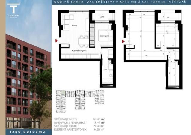 Tirane, shes apartament 1+1+BLK Kati 4, 78 m² 97.500 Euro (Siri Kodra)