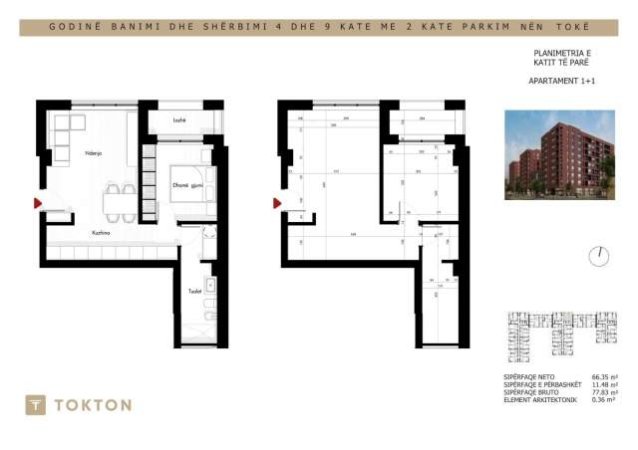 Tirane, shitet apartament 1+1+BLK Kati 2, 78 m² 97.500 Euro (Rruga Siri Kodra)