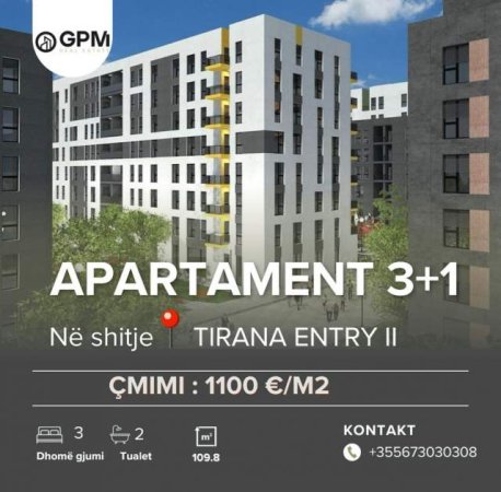 Tirane, shes apartament 3+1 ,109.8 m² 1.100 Euro/m2 (Rruga 29 Nentori)