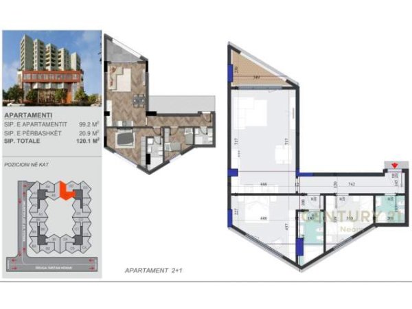 Tirane, shitet apartament 2+1 Kati 6, 120 m² 174.000 Euro (Dritan Hoxha)