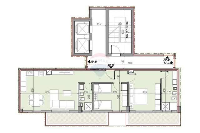 Tirane, shes apartament 2+1 Kati 6, 125 m² 156.687 Euro