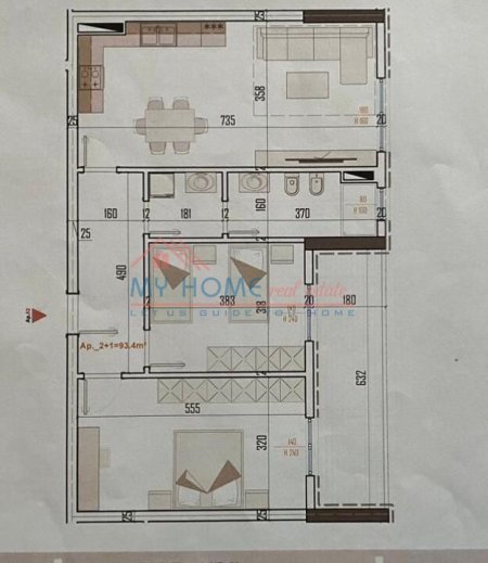 Tirane, shitet apartament 2+1 1 m² 940 Euro (Unazes se Madhe)