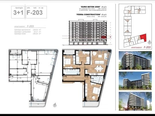 Tirane, shitet apartament 3+1 Kati 2, 149 m²  224,000 Euro (Don Bosko)