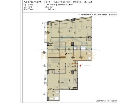 Tirane, shitet apartament 3+1 Kati 8,120 m² 156.000 Euro (UNAZA E RE)