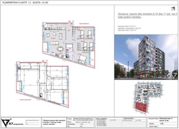 Tirane, shitet apartament 3+1+A+BLK Kati 1, 156 m² 218.890 Euro (Jordan Misja)