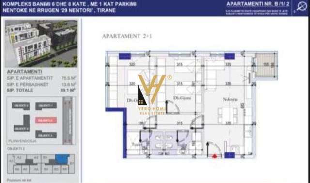 Tirane, shitet apartament 2+1 Kati 1, 89 m² 98.000 Euro (CASA ITALIA)
