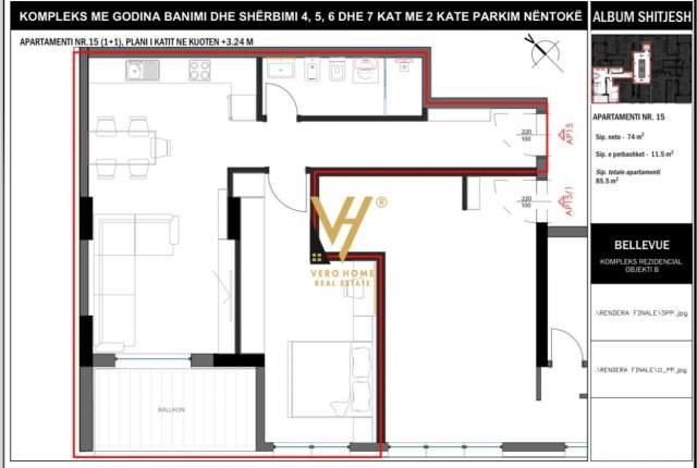 Tirane, shitet apartament 1+1 Kati 1, 85 m² 136.800 Euro (RRUGA E ELBASANIT)