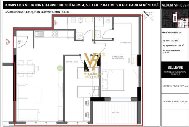 Tirane, shitet apartament 2+1+BLK Kati 1, 118 m² 188.800 Euro (RRUGA E ELBASANIT)