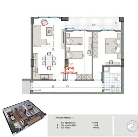 Tirane, shitet apartament 2+1+BLK Kati 5, 104 m² 67.600 Euro (KAMEZ)