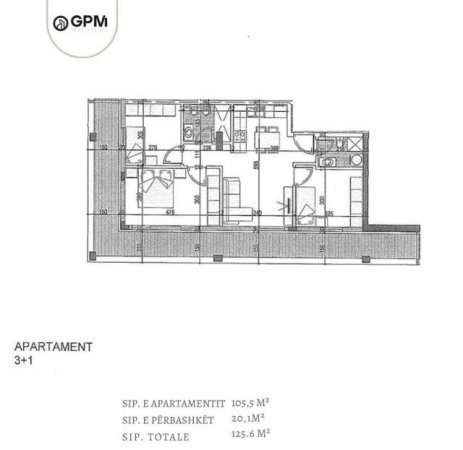 Tirane, shitet apartament 2+1 Kati 4, 100 m² 930 Euro/m2 ne Rezidencen Tirana  Entry 2