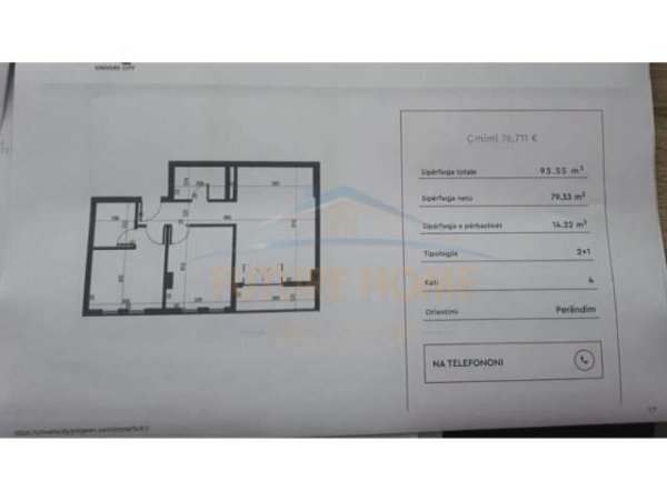 Tirane, shitet apartament 2+1 Kati 4, 94 m² 72.000 Euro (QTU)