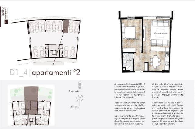 Shitet Apartament Modern 1+1 me 1 Post Parkimi, Rezidenca Diellon, Tiranë