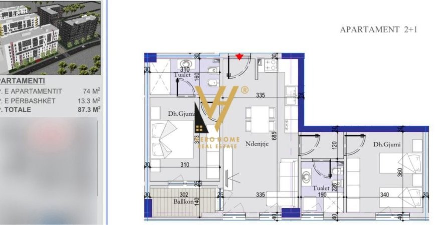 Tirane, shitet apartament 2+1 Kati 5, 87 m² 96.000 Euro (ISH DOGANA)