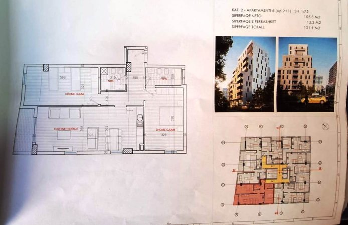 Apartament 2+1, kati 2-te, 121.1 m2 prane sheshit Shtraus, Xhomlliku📍